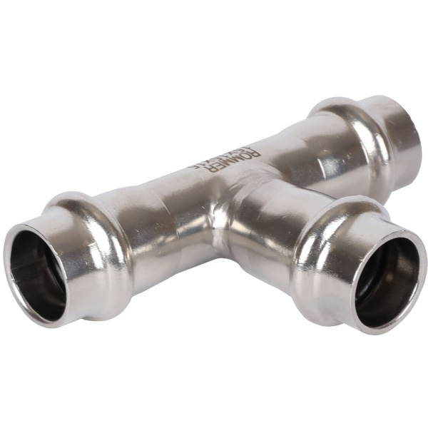 Тройник равнопроходной ВПр, 28, из нержавеющей стали прессовой ROMMER