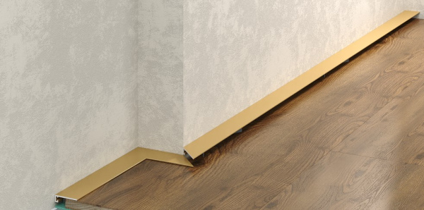 Микроплинтус LACONISTIQ micro 15 ARM Светлое Золото анодированное (15х5х2450мм) 7 зажимов в компл