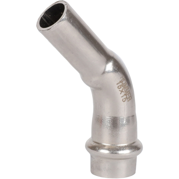 Угольник однораструбный 45° ВПр-НПр, 28, из нержавеющей стали прессовой ROMMER