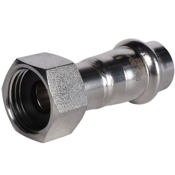 Переходник с накидной гайкой ВПр-ВР, 28х3/4, из нержавеющей стали прессовой ROMMER